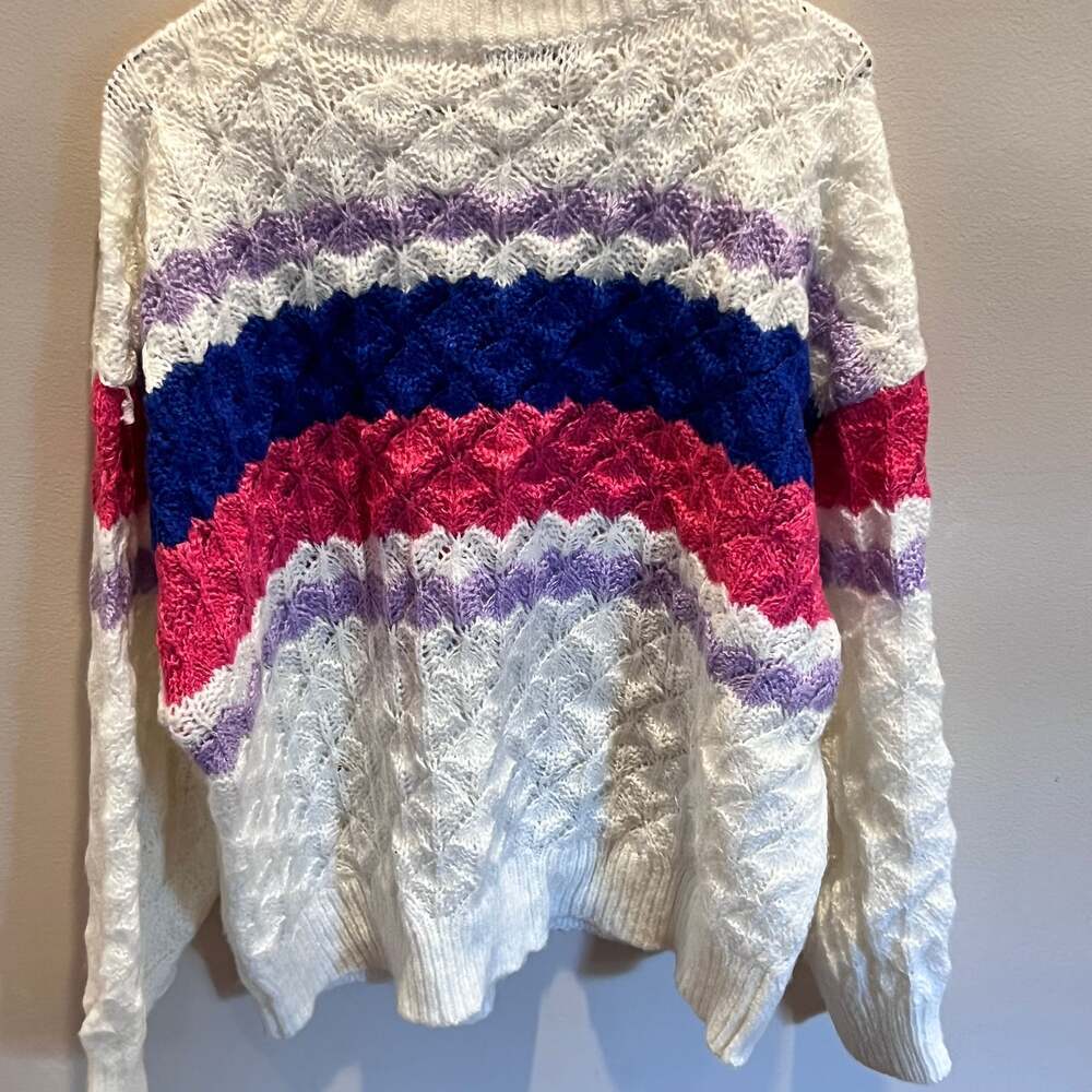 99 Jane Street Striped Medium Acrylic Polyester Cable Knit Sweater Fairy Boho